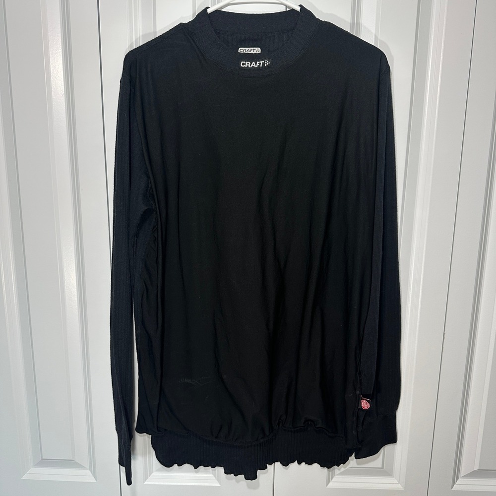 Craft Base Layer Shirt XL Black Gore Windstopper Mock Neck Long Sleeve Cycling